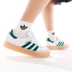 adidas Originals Samba White and Green Sneakers